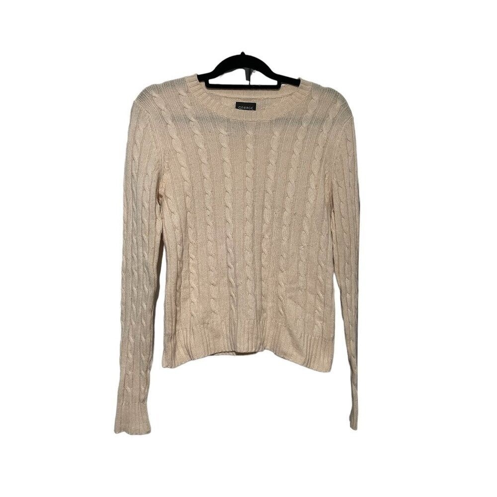 George Women's Sweater Pullover Knit Lace 100% Cashmere Pink Size Medium